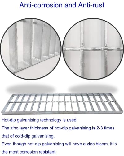 Image of Galvanized Steel Drain Grate, Driveway Channel Cover 20x4 in 2pk