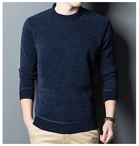Pull col rond homme slim en tricot uni chaud pour l'hiver