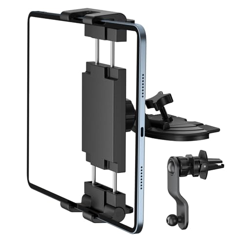 PLDHPRO iPad Holder for Car CD Slot, Adjustable Tablet Mount Air Vent Stand Compatible with 5.5'' -14.6'' Phone, iPad mini/Air/Pro, Galaxy Tab, Z Fold, Vehicle GPS Navigation Accessories