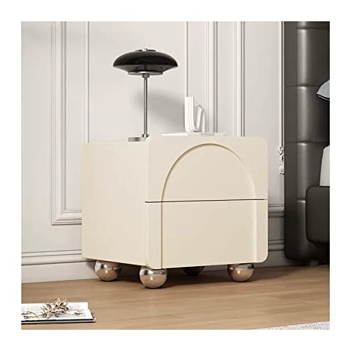Mesilla de noche Mesita de noche beige con patas esféricas de acero inoxidable y 2 cajones, mesitas de noche modernas, mesitas de noche de madera for oficina, sala de estar, dormitorio Mesilla de noch