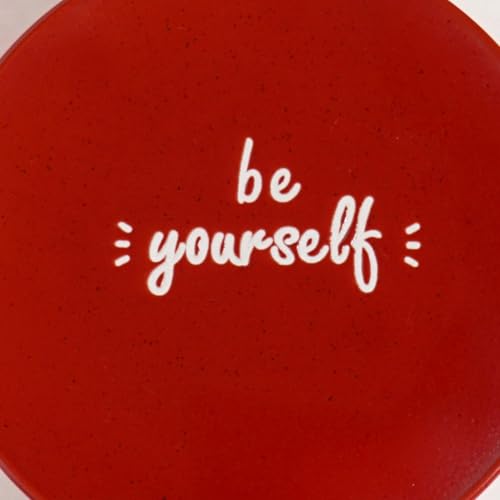 Image of Nestasia Ceramic Round Snack Plate Set of 4 (15cm Each) - Inspiring Quotes Embossed Small Plates for Serving Snacks & Desserts | Microwave & Dishwasher Safe (White, Grey, Red, & Taupe)