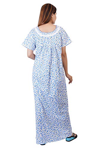 Image of Women's Cotton Block Print Knee Length Nighty