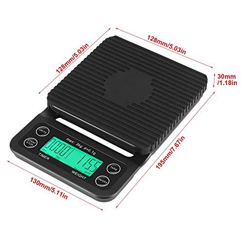 Miniatura 2 de Fdit 6.6 lbs0.00 oz Electrónica LCD Digital Cocina Alimentos Escala de goteo Café Pesaje con Temporizador (Verde)