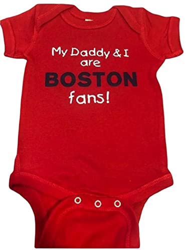 Teesbytini My Daddy And I Are Boston Onesie ® Fans Baby Bodysuit Red Sox Onesie ® Infant One Piece thumb #2