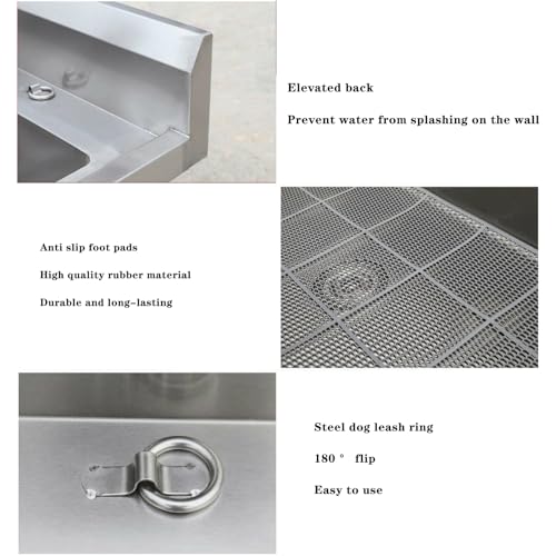 Vasca da bagno professionale in acciaio inox con rubinetto, stazione di lavaggio indipendente per cani per toelettatura e lavanderia