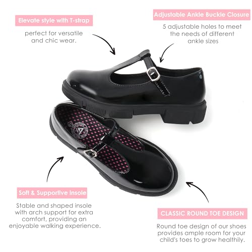JABASIC Girls School Uniform Dress Shoes T-Strap Mary Jane Flats4