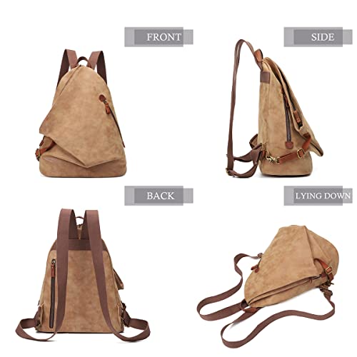 Image of KL928 PU Leather Vintage Backpack - Large Casual Daypack Outdoor Travel Rucksack Hiking Backpacks for Men Women