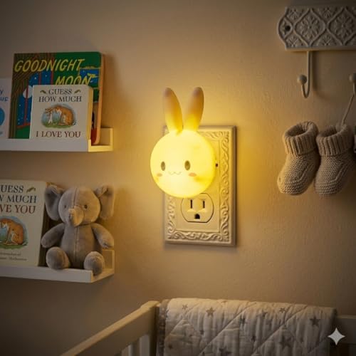 EXPRO Plug in Rabbit Night Lamp for Bedroom Night Light for Kids Room (White)