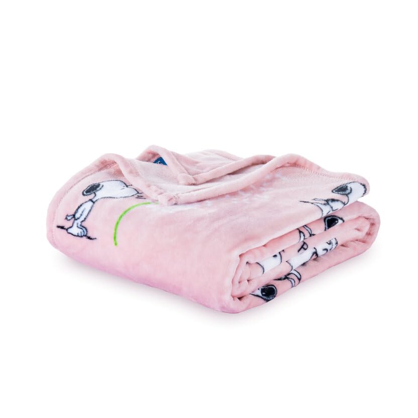 Berkshire Blanket Peanuts® VelvetLoft® Cute Character Snoopy Plush Blanket,Make A Wish Spring Pink,King 90 in x 108 in (Official Peanuts® Product)