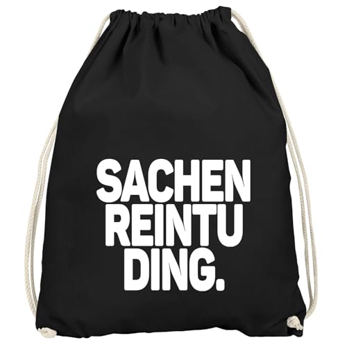 MoonWorks® Turnbeutel Spruch lustig Sachenreintuding Baumwolle Gymbag Schwarz unisize