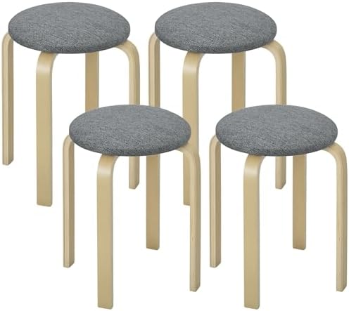 HOMCOM Juego de 4 Taburetes Apilables Redondos Taburetes Bajo de ...