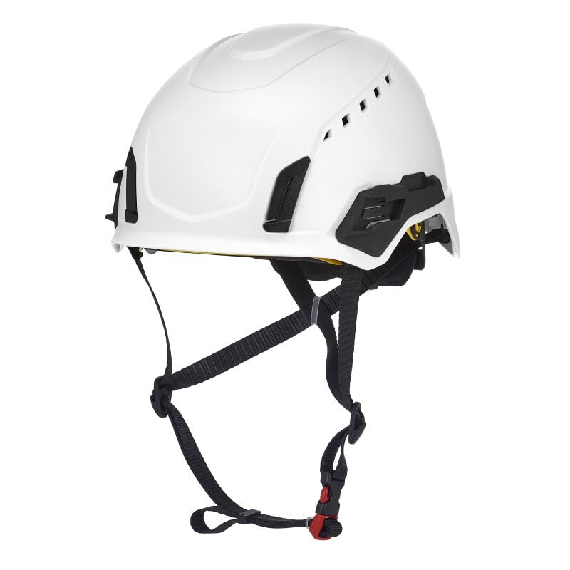 MSA 10242813 V-Gard H2 Pro Safety Type 2 Helmet with Comfortable Fas-Trac III Ratchet Suspension | Push-Button Accessory Rail and Universal Lighting Clips | MIPS® | Vented, Standard in White