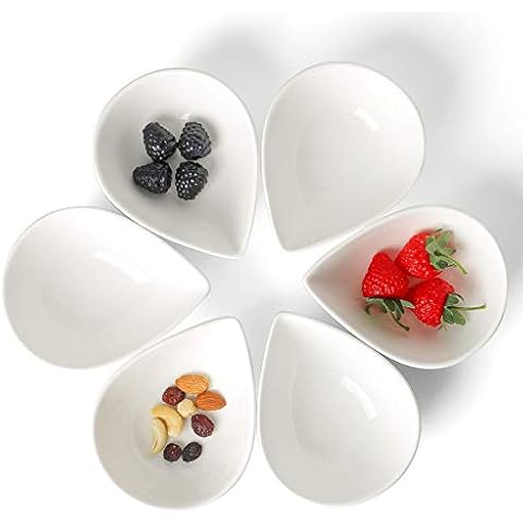 Keponbee Sauce Bowl for Dipping, Cute White Ceramic Dessert Bowl Set of 6 for Side Dish/Soup/Fruits/Nuts, Pudding Cups Baking Creme Brulee, 250ml/pc Cover