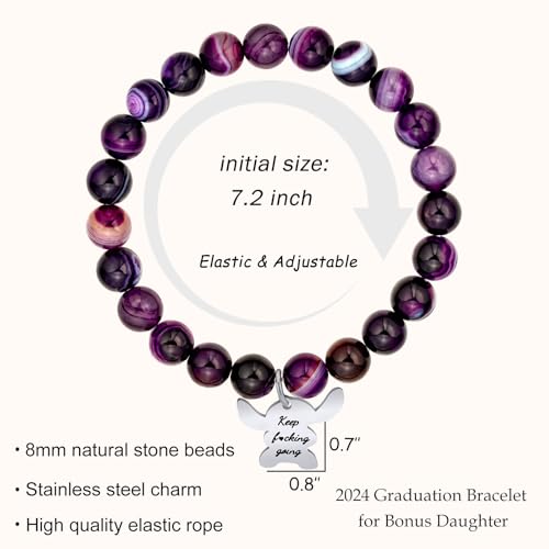 Image of LINY Inspirational Gifts for Women, Natural Stone Beads Stretch Stitch Bracelet Charm Jewelry Ohana Means Family Gifts Stitch Stuff for Women Love, Mom, Daughter, Niece, Sister
