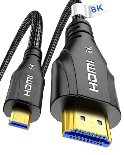 Cratree 8k Micro HDMI to HDMI Cable 1M 8K@60hz 4K@120hz Micro HDMI Ultra High Speed Support HDR eARC Dolby Compatible with GoPro Hero 7 6 5 4 Raspberry Pi 4 Sony Camera Nikon