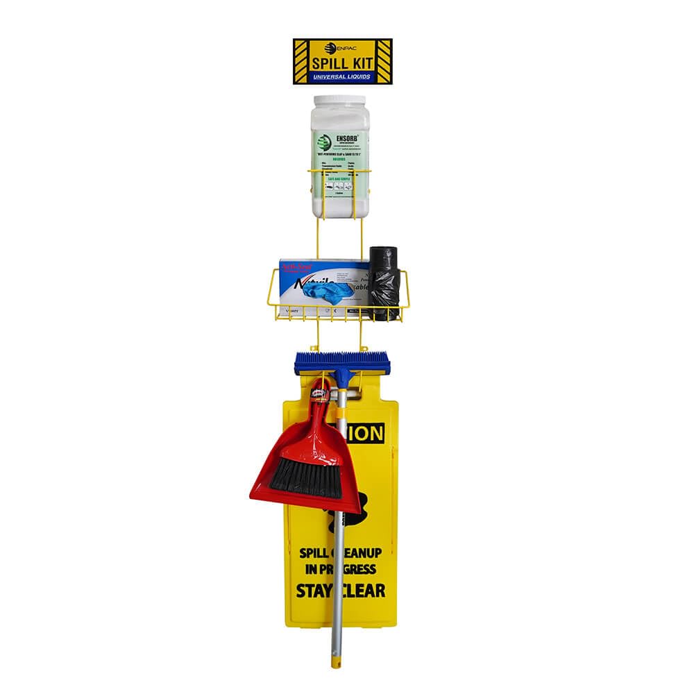 Enpac ENSORB® Wall-Mount Spill Station Deluxe, Universal, Yellow, 1-Gallon Spill Capacity y