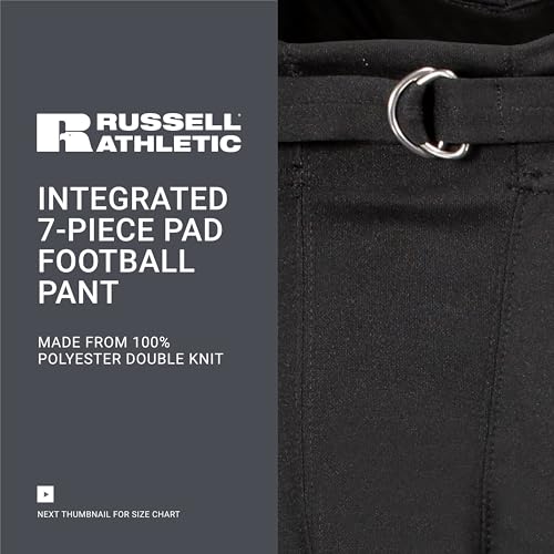 Russell Athletic F25PFMP-BLK-M Integrated 7-Piece Pad Football Pant thumb #6
