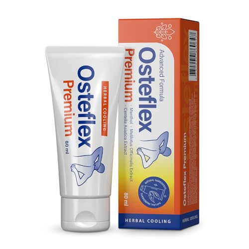 Osteflex Premium - Crema para el Dolor Articular, con Centella Asiática, Raíz de Bardana, Mentol y Aceite de Almendras, 80 ml