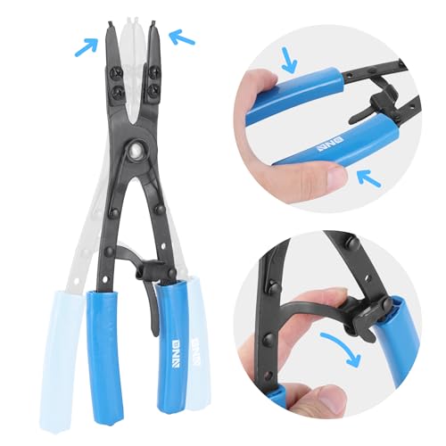 Image of DNA MOTORING 2pc 10 in Heavy Duty Multi Angle Internal External Spring Ratchet Circlip Plier For Ring Remover Retaining Snap Ring Plier Set, W /Case, Tools-00533