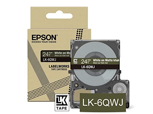 Epson Labelworks LK-6QWJ Cartouche d'étiquetage compatible avec Epson LabelWorks LW-C610 Mat Khaki/Blanc 24 mm