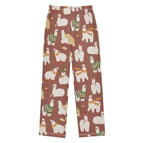 ZZXXB Funny Llama Boys Long Pants Soft Trousers Elastic Waist Kids Lounge Bottoms with Pockets S-XL