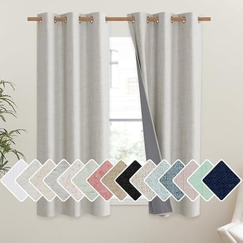 NICETOWN Blackout Linen Curtains Cover