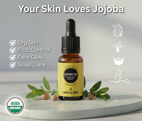 Image of Earth N Pure Jojoba Oil | 100% Pure & Natural | Cold-Pressed Carrier Oil | Face, Hair, Beard & DIY Skincare | Vegan & Cruelty-Free | 200ml
