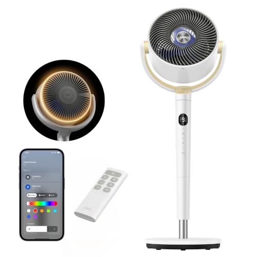 Dreo Smart Standventilator mit RGB Light, 120° +120° Oszillierender Ventilator mit Fernbedienung...