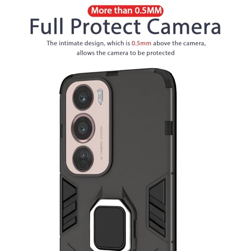 Image of Pikkme D5 Tough Armor Back Cover | 360 Protection Case | Ring Holder Stand Bumper Case for Oppo Reno 12 Pro 5G (Black)