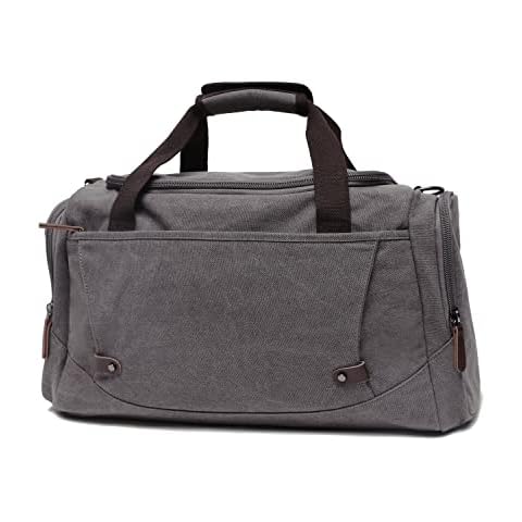 Overnight Canvas Tote Shoulder Handbag Bag Oversized Travel Carry On Weekender Duffel Bag, Grey Cover