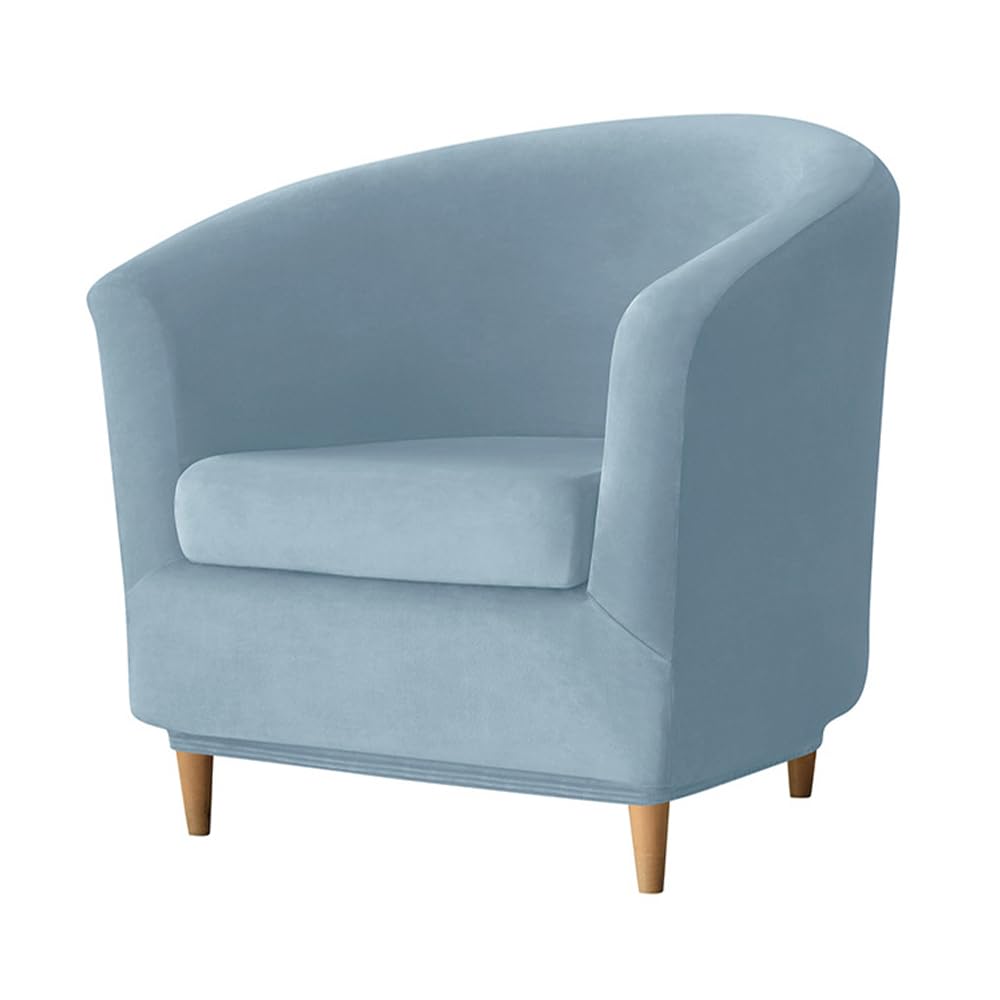 Housse de fauteuil Chesterfield bleu clair extensible | Lot de 2