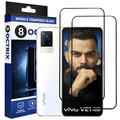 Image of Military-Grade Tempered Glass Screen Protector Compatible for Vivo V20 / V21 with Edge to Edge Coverage - Case Friendly, Anti-Scratch & Bubble-Free Installation Kit (Pack Of 2)