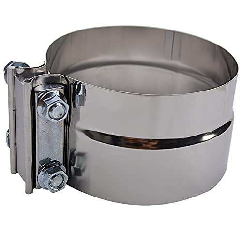ROADFORMER 5 Inch Exhaust Clamp 304 Stainless Steel Lap Joint Exhaust Band Clamp for 5 OD to 5 ID Pipe Muffler Clamp Turbo Downpipe Catalytic Converter Repair 1 Pack