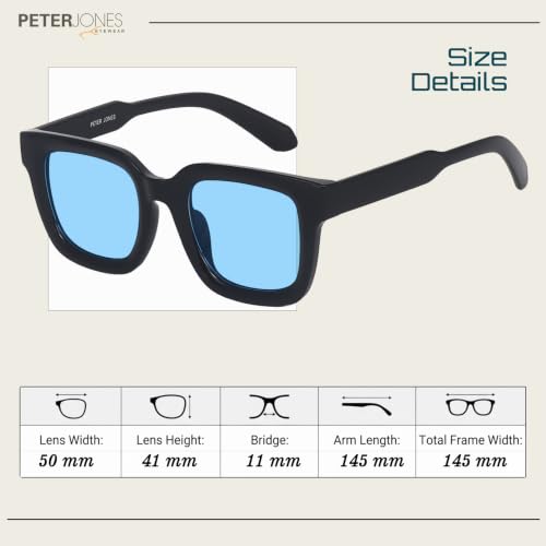 Image of Peter Jones Unisex Large Square UV /UB Protected Sunglasses (3803)