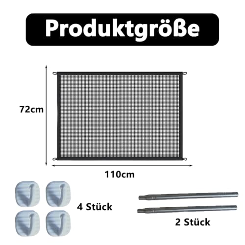 Treppenschutzgitter,Treppenschutzgitter Ohne Bohren Türgitter Türschutzgitter Türschutzgitter Ohne Bohren Treppengitter,Treppenschutzgitter Ausziehbar für Treppen Türen Terrasse(110x 72cm,Schwarz)