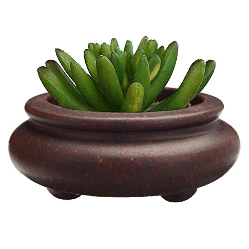 AiCheaX Garden Pot de Fleurs de Style Chinois Zisha Mini Pot Rond Bonsaï pour intérieur Plantes succulentes