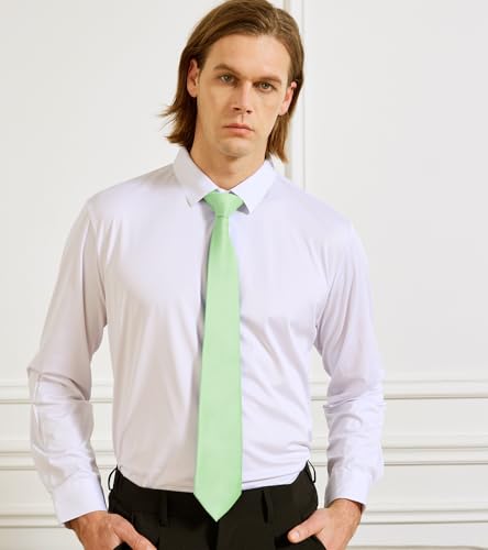 Image of KOOELLE Men's Ties Solid Pure Color Plain Neckties Formal Black Ties For Men