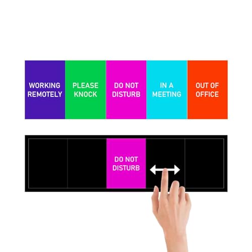 Privacy Door Sign, Do Not Disturb, Please Knock, In A Meeting, Out of Office, Working Remotely - Magnetic Slider Sign for Meeting Room or Any Room Need Privacy - Black