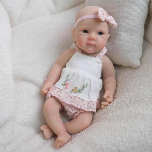 RXDOLL Mini Reborn Babypuppen Vollkörper Bettie 8 Zoll Realistische Micro Babypuppe Mädchen Lebensechte Vollflüssige Silikon Kleine Frühchen Tiny Babies Puppe Waschbar – Bild 6