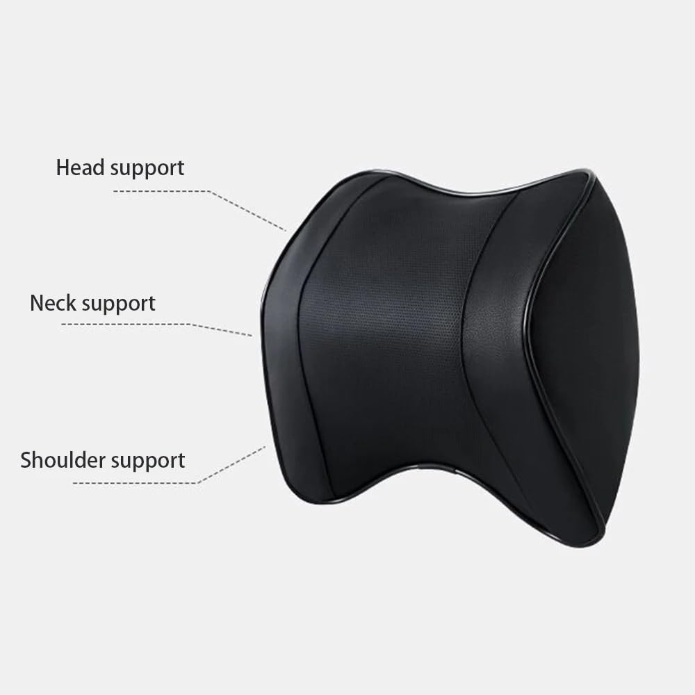 Poduszka zagłówka samochodowego z oddychającą pianką memory foam, poduszka pod głowę, poduszka z powolnym odbiciem Poduszka na Zagłówek Samochodowy(1 set Black)