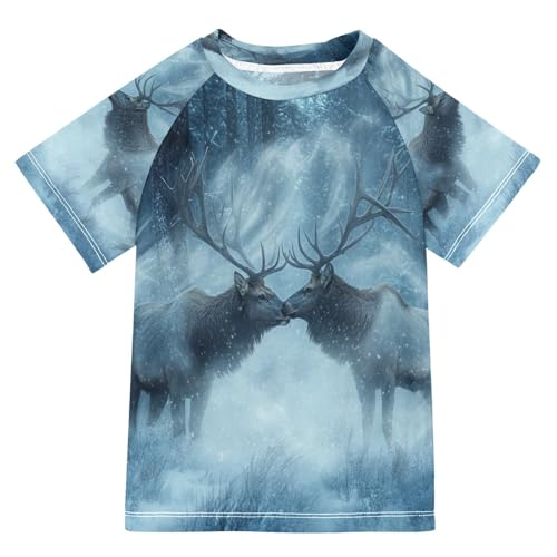 Kids Swimsuit Yak Deer Snow Real Sunscreen T-Shirts Swimwear Sets UPF 50+