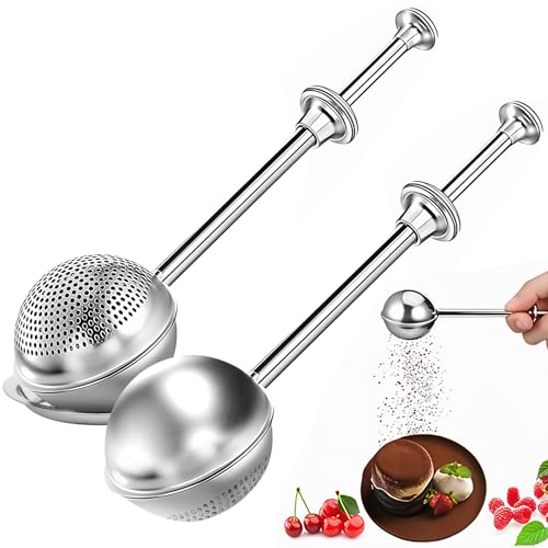 2Pcs Flour Sifter for Baking, Powdered Sugar Shaker Duster for So...