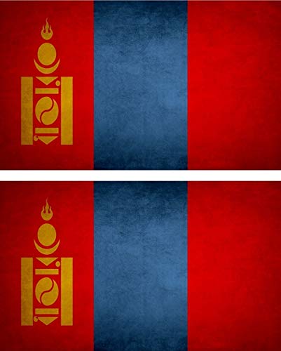 Akachafactory 2X Autocollant Sticker Drapeau Vintage Vieilli MN Mongolie