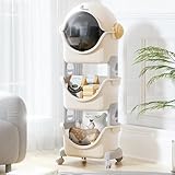 R for Rabbit Little Genius Astro Organizer for Kids Toys/Books and Baby Clothes Wardrobe | Detachable 3 Level for Storage | Dust Proof Flip Cover & Centre-Locking Wheel Mechanism (White Grey)