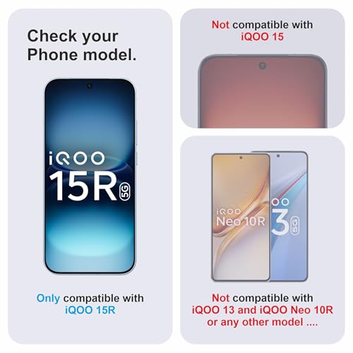 Image of Military-Grade Gorilla Tempered Glass For iQOO 15R (6.59 Inch) With Installation Kit | Edge to Edge Coverage | Black