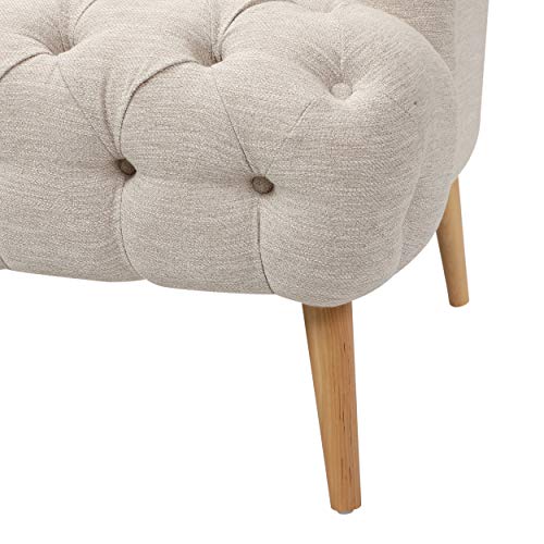 Image of Modern Wingback Tufted Velvet Loveseat, 73.25 inch 3 Seat Sofas Settee Bench Banquette Chesterfield Love Seat with High Back Thick Padded Cushioned Upholstered Couch for Living Room, Victorian, Beige