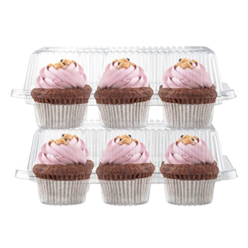 Plastic Cupcake Containers Boxes | 6 Compartment – 42 Pack | Disposable High Dome Dozen Cupcake Holder With Lid Bulk | Extra Sturdy Stackable Cupcake Boxes | Durable Muffin Packaging Transporter To Go #TOP3