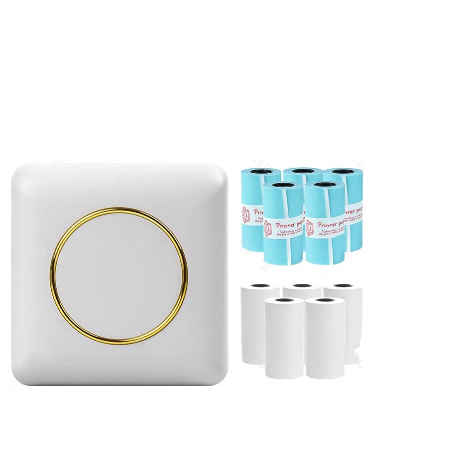 Image of Portable Label Printer Thermal Photos Notes Printing Wireless Impresoras 58mm Paper Rolls Inkless Sticker(Add 5White5Color)