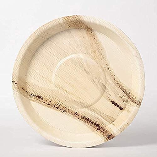 RUDRAECO 12Inches 100% Compostable, Biodegradable, Disposable Palm Leaf Areca Round Plates | Like Bamboo Plates, Eco-friendly | Sturdy, Microwave & Oven Safe | Party, Wedding, Event Plates | Set Of 20