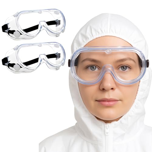 2 PCS Occhiali Protettivi da Lavoro Antipolvere Protezione Degli Occhiali Protettivi Trasparenti Antiappannamento Occhiali Industriali Per Uso Quotidiano, Bricolage, Laboratorio, Saldatura, Molatura